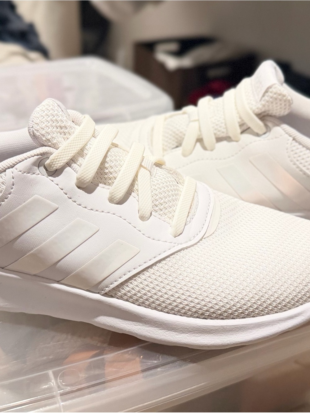 adidas White Knit Low-Top Sneakers